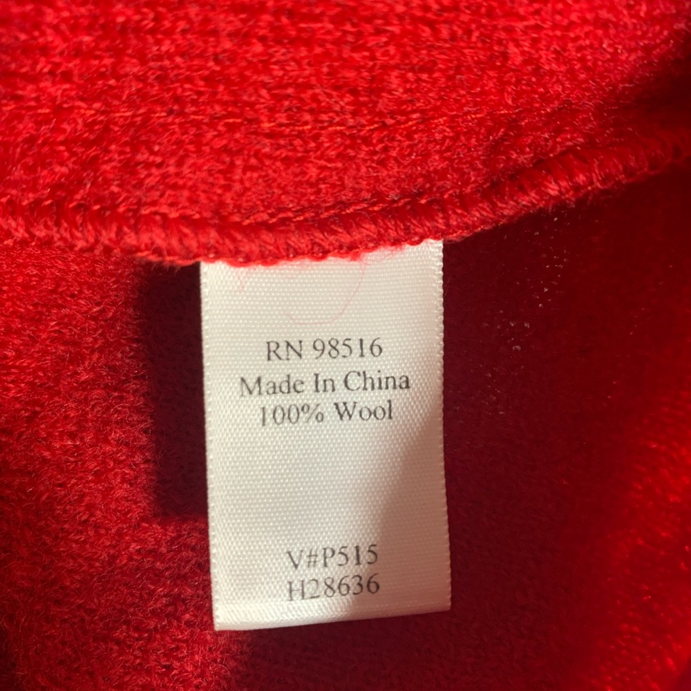 Coldwater Creek Red Boiled Wool Full Zip Cardigan Hooded Sweater Women's Small - Picture 7 of 7